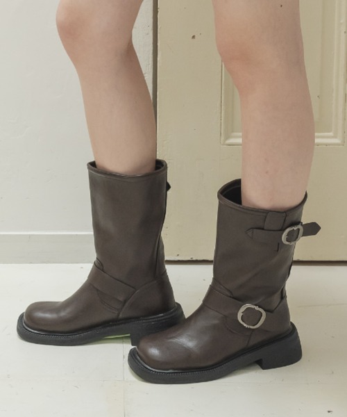 Birthday room（バースデイルーム）の「Wベルトエンジニアブーツ / double belt engineer boots（ブーツ・レディース・ブラウン/ブラック・SMALL/MEDIUM/LARGE）」の9枚目の写真