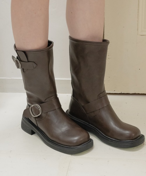 Birthday room（バースデイルーム）の「Wベルトエンジニアブーツ / double belt engineer boots（ブーツ・レディース・ブラウン/ブラック・SMALL/MEDIUM/LARGE）」の8枚目の写真