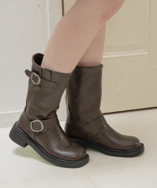 Birthday room（バースデイルーム）の「Wベルトエンジニアブーツ / double belt engineer boots（ブーツ・レディース・ブラウン/ブラック・SMALL/MEDIUM/LARGE）」の12枚目の写真