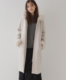 couture brooch | フードフェイクファーマルチウェイコート(その他アウター)
