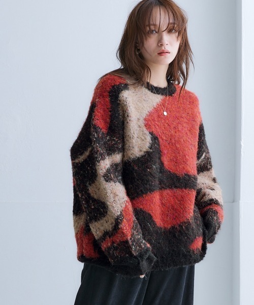 Soiunique（スワユニーク）の「3色使いブークレジャガードニット［Soiunique］（ニット/セーター・レディース・ブラック/ブルー/ベージュ・LL/M/L）」の2枚目の写真