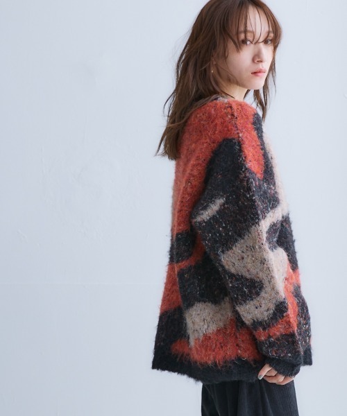 Soiunique（スワユニーク）の「3色使いブークレジャガードニット［Soiunique］（ニット/セーター・レディース・ブラック/ブルー/ベージュ・LL/M/L）」の16枚目の写真