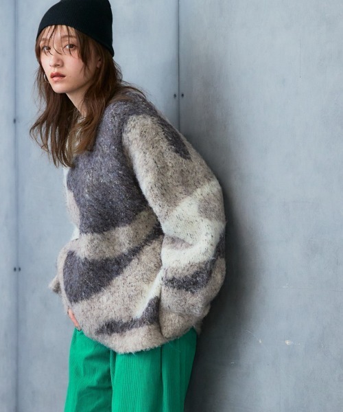 Soiunique（スワユニーク）の「3色使いブークレジャガードニット［Soiunique］（ニット/セーター・レディース・ブラック/ブルー/ベージュ・LL/M/L）」の12枚目の写真