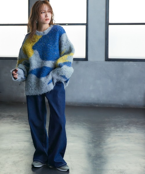 Soiunique（スワユニーク）の「3色使いブークレジャガードニット［Soiunique］（ニット/セーター・レディース・ブラック/ブルー/ベージュ・LL/M/L）」の8枚目の写真