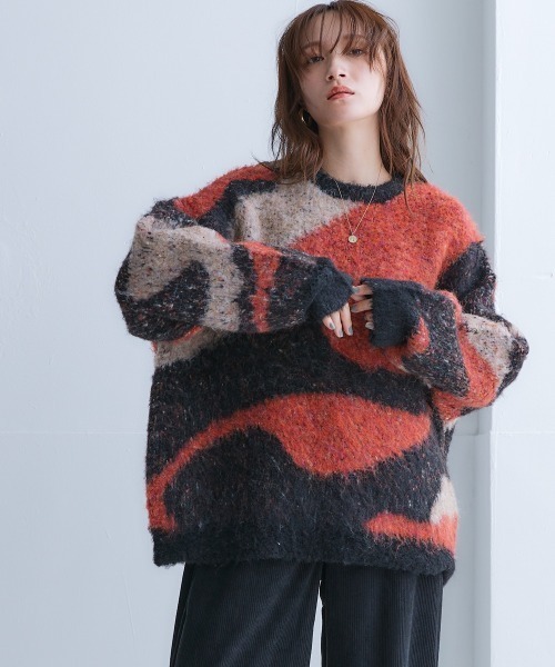 Soiunique（スワユニーク）の「3色使いブークレジャガードニット［Soiunique］（ニット/セーター・レディース・ブラック/ブルー/ベージュ・LL/M/L）」の19枚目の写真