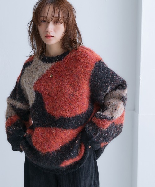 Soiunique（スワユニーク）の「3色使いブークレジャガードニット［Soiunique］（ニット/セーター・レディース・ブラック/ブルー/ベージュ・LL/M/L）」の18枚目の写真