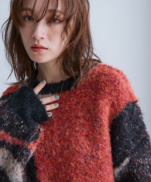 Soiunique（スワユニーク）の「3色使いブークレジャガードニット［Soiunique］（ニット/セーター・レディース・ブラック/ブルー/ベージュ・LL/M/L）」の17枚目の写真