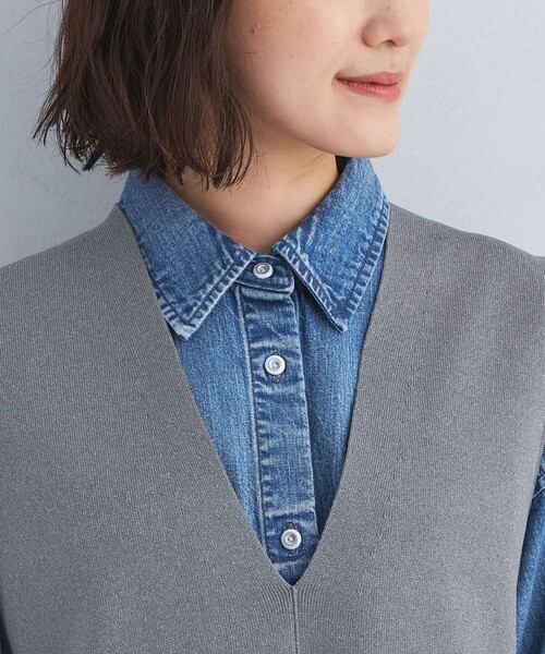 green label relaxing(グリーンレーベルリラクシング)の「DEEP ディープ Vネック ニット Aライン ベスト -ウォッシャブル-(ベスト・レディース・グレー/ブラック/ライトブルー・FREE)」の15枚目の写真