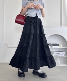 リボンティアードロングスカート