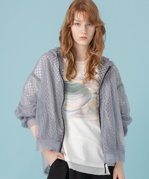 AULA AILA（アウラアイラ）の「シェルプリントTシャツ（Tシャツ/カットソー・レディース・ブラック/グレー/ホワイト・0）」の8枚目の写真