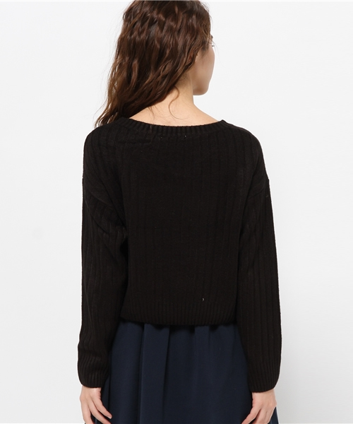 one after another NICE CLAUP（ワンアフターアナザーナイスクラップ）の「【ナイスクラップ】ワイドリブＶネックプルオーバー（ニット/セーター・レディース・ピンク/グレー/ブラック/アイボリー・FREE）」の12枚目の写真