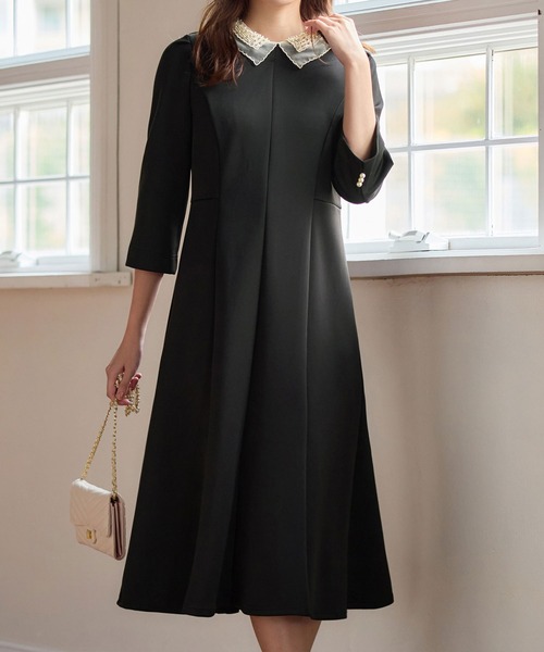 衿レースロングフレアーワンピース（ワンピース）｜alotta（アロッタ）