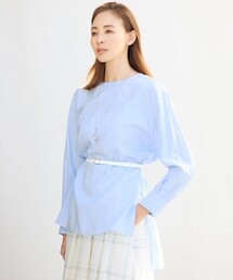 プルシア　自由区　ブルー 半袖 トップス スリット入り セール】自由区｜ジユウクのトップス（ブルー・ネイビー/青色系
