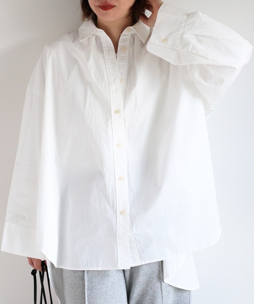 cepo（セポ）の「バックシャーリングシャツワンピース（シャツ/ブラウス・レディース・オフホワイト/ブルー/ベージュ・M）」の4枚目の写真