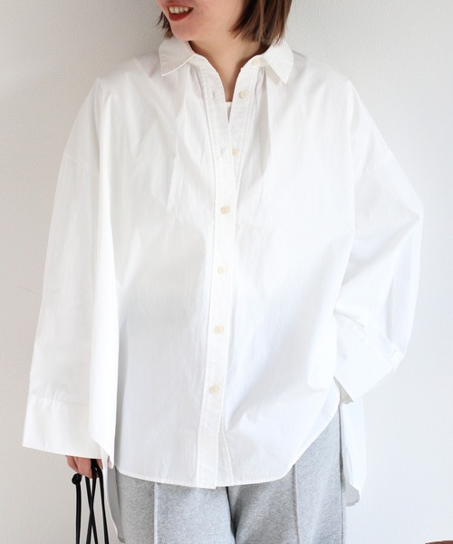cepo（セポ）の「バックシャーリングシャツワンピース（シャツ/ブラウス・レディース・オフホワイト/ブルー/ベージュ・M）」の5枚目の写真