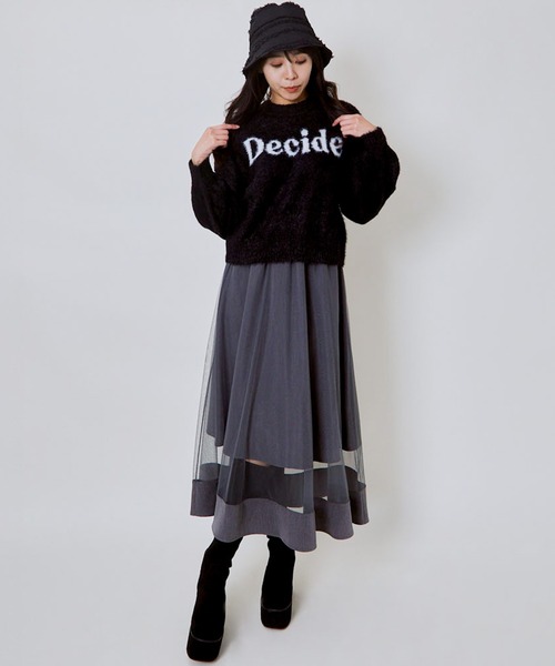 GORGE(ゴージ)の「ロゴラメフェザーニットプルオーバー(ニット/セーター・レディース・オフホワイト/グレー/ブラック/ピンク・F)」の6枚目の写真