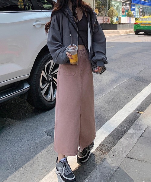 aimoha（アイモハ）の「フロントスリットデニムロングスカート（デニムスカート・レディース・ブルー/ピンク・LARGE/MEDIUM/SMALL/X-SMALL）」の20枚目の写真