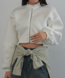 【MAGASIN DE MODE Onjna】Balloon sleeve short zip jacket / バルーンスリーブ ショートジップジャケット trc