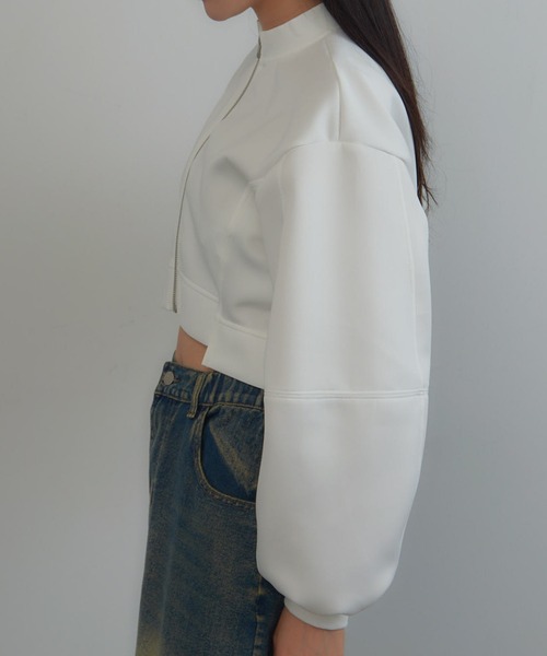 MAGASIN DE MODE Onjna（マガジンデモードオンジェナ ）の「【MAGASIN DE MODE Onjna】Balloon sleeve short zip jacket / バルーンスリーブ ショートジップジャケット trc（その他アウター・レディース・ブラック/オフホワイト/グレー・FREE）」の18枚目の写真