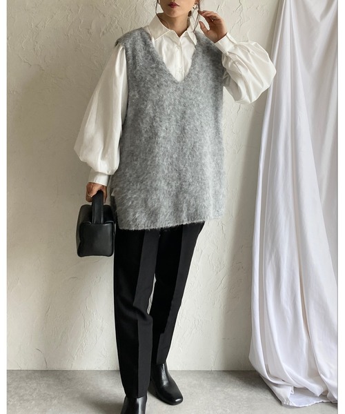 She's Closet(シーズクローゼット)の「長袖 フレア ペプラム 襟付き ウエストタックシャツ ブラウス(シャツ/ブラウス・レディース・ブラック/オフホワイト/ブルー・FREE)」の4枚目の写真