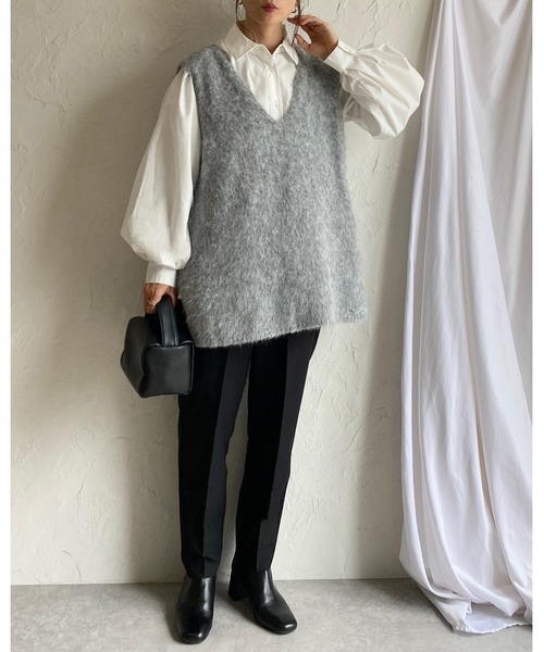 She's Closet(シーズクローゼット)の「長袖 フレア ペプラム 襟付き ウエストタックシャツ ブラウス(シャツ/ブラウス・レディース・ブラック/オフホワイト/ブルー・FREE)」の12枚目の写真
