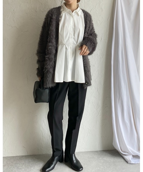 She's Closet(シーズクローゼット)の「長袖 フレア ペプラム 襟付き ウエストタックシャツ ブラウス(シャツ/ブラウス・レディース・ブラック/オフホワイト/ブルー・FREE)」の16枚目の写真