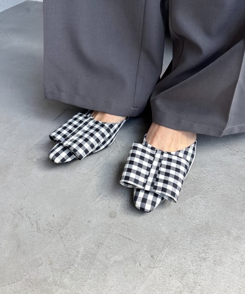 FUULLY STUDIO(フーリィーステューディオ)の「BIGリボンミュール(パンプス・レディース・チェック/ピンク・SMALL/MEDIUM/LARGE)」の5枚目の写真