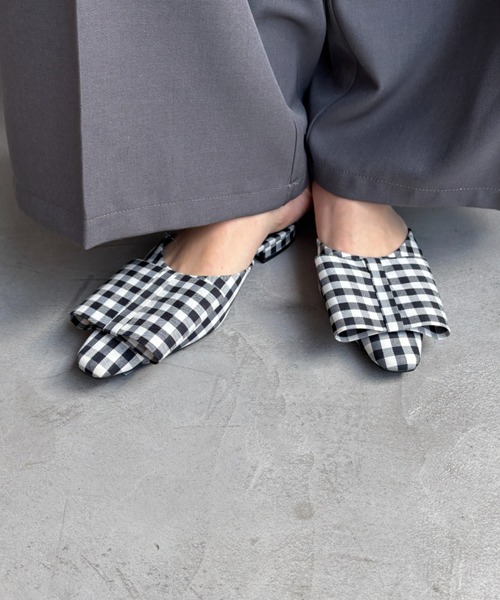 FUULLY STUDIO(フーリィーステューディオ)の「BIGリボンミュール(パンプス・レディース・チェック/ピンク・SMALL/MEDIUM/LARGE)」の6枚目の写真
