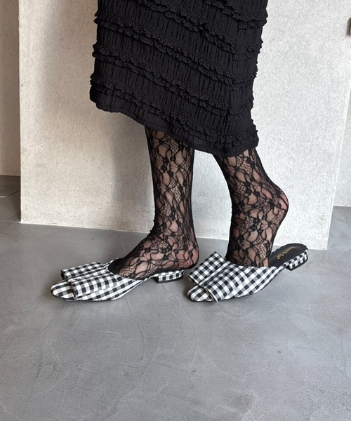 FUULLY STUDIO(フーリィーステューディオ)の「BIGリボンミュール(パンプス・レディース・チェック/ピンク・SMALL/MEDIUM/LARGE)」の8枚目の写真