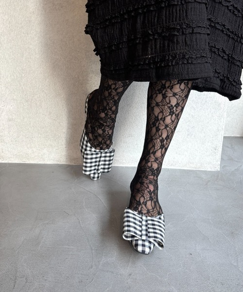 FUULLY STUDIO(フーリィーステューディオ)の「BIGリボンミュール(パンプス・レディース・チェック/ピンク・SMALL/MEDIUM/LARGE)」の9枚目の写真