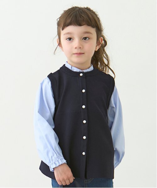 petit main(プティマイン)の「【リンク】フレアベストドッキングトップス(キッズ)(シャツ/ブラウス・キッズ・ネイビー/ライトベージュ・80cm/90cm/110cm/100cm/120cm/130cm)」の3枚目の写真