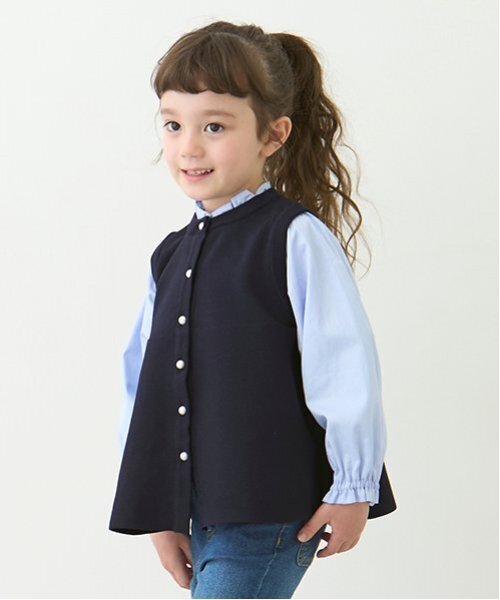 petit main(プティマイン)の「【リンク】フレアベストドッキングトップス(キッズ)(シャツ/ブラウス・キッズ・ネイビー/ライトベージュ・80cm/90cm/110cm/100cm/120cm/130cm)」の4枚目の写真