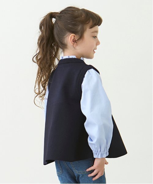 petit main(プティマイン)の「【リンク】フレアベストドッキングトップス(キッズ)(シャツ/ブラウス・キッズ・ネイビー/ライトベージュ・80cm/90cm/110cm/100cm/120cm/130cm)」の5枚目の写真