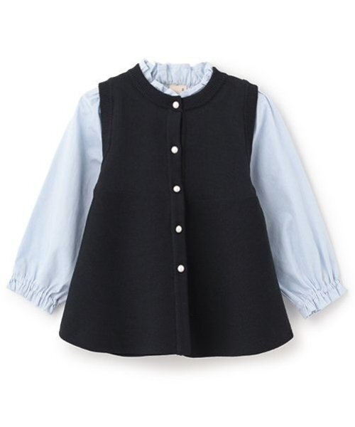 petit main(プティマイン)の「【リンク】フレアベストドッキングトップス(キッズ)(シャツ/ブラウス・キッズ・ネイビー/ライトベージュ・80cm/90cm/110cm/100cm/120cm/130cm)」の9枚目の写真