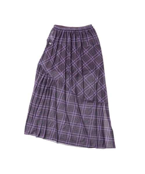 HTH（エイチティーエイチ）の「check long skirt（スカート・レディース・アクア/ふじ色系/ネイビー・フリー）」の3枚目の写真