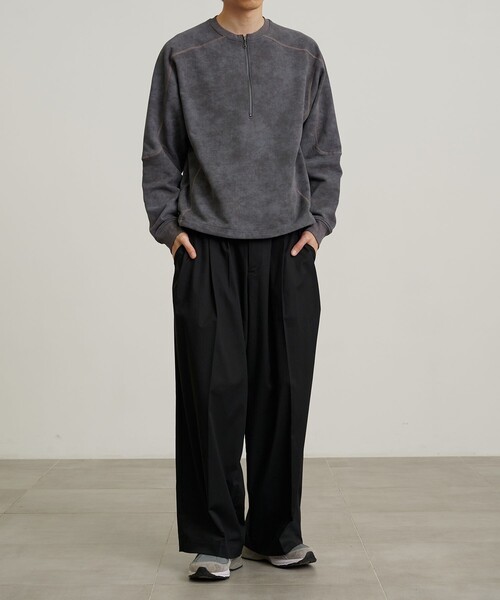 PUBLIC TOKYO（パブリックトウキョウ）の「ハーフジップフェードスウェット（スウェット・メンズ・ダークグレー/ベージュ・1/2）」の8枚目の写真