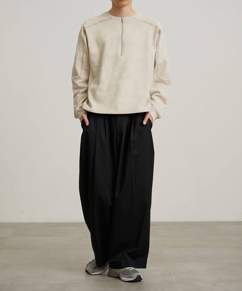 PUBLIC TOKYO（パブリックトウキョウ）の「ハーフジップフェードスウェット（スウェット・メンズ・ダークグレー/ベージュ・1/2）」の13枚目の写真