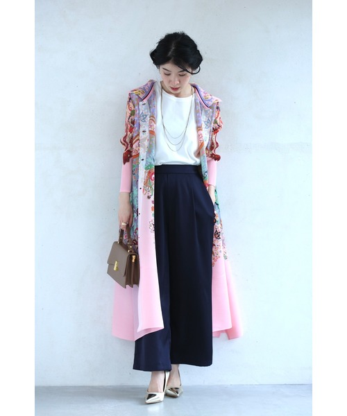 cawaii（カワイイ）の「鮮やかなオリエンタル柄が弾むアコーディオンプリーツロングカーディガン（カーディガン/ボレロ・レディース・ピンク・FREE）」の3枚目の写真