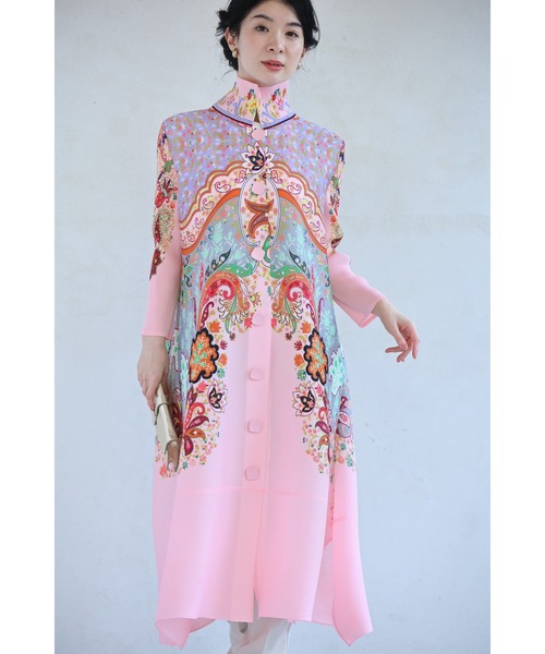 cawaii（カワイイ）の「鮮やかなオリエンタル柄が弾むアコーディオンプリーツロングカーディガン（カーディガン/ボレロ・レディース・ピンク・FREE）」の18枚目の写真