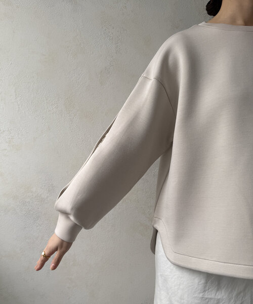 DouDou(ドゥドゥ)の「【WEB限定】レーススリーブダンボールトップス(Tシャツ/カットソー・レディース・ベージュ/ブラック/オフホワイト・FREE)」の10枚目の写真
