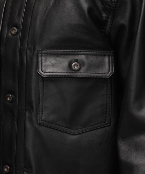 schott（ショット）の「Schott/ショット/SHEEP LEATHER 1st TRACKER JACKET/シープレザー Gジャン（ライダースジャケット・メンズ・ブラック・S/2XL/XL/M/L）」の6枚目の写真