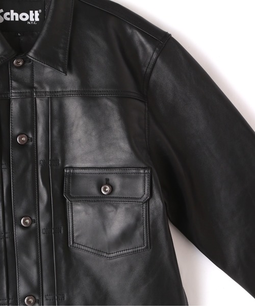 schott（ショット）の「Schott/ショット/SHEEP LEATHER 1st TRACKER JACKET/シープレザー Gジャン（ライダースジャケット・メンズ・ブラック・S/2XL/XL/M/L）」の15枚目の写真