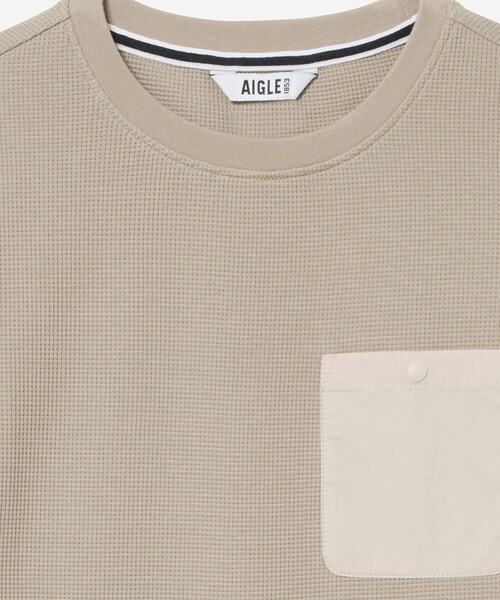 AIGLE(エーグル)の「UVカット ショートスリーブ ワッフルポケット半袖Tシャツ(Tシャツ/カットソー・レディース・ベージュ/ダークブルー・L/M/S)」の6枚目の写真