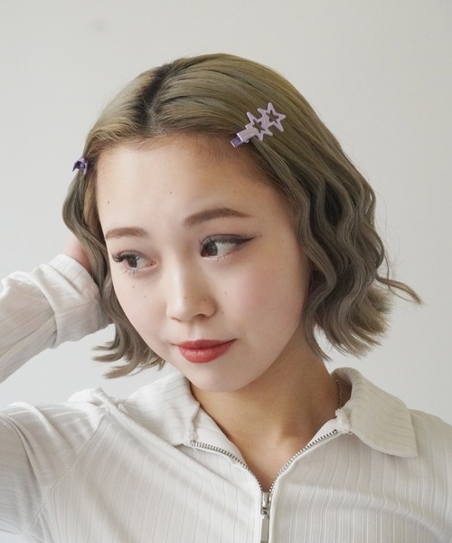 ★せいこ様★BIBI フィカレヘアクリップ2点セット　イタリア製　グレージュ　M MY mama ヘアクリップ ヘアピン カーブ 2サイズ ゴールド 4本