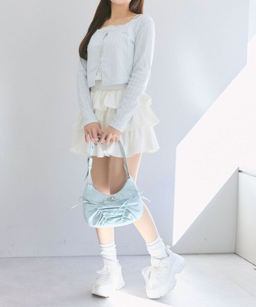 OLIVE des OLIVE(オリーブデオリーブ)の「ドロストホーボーバッグ(ショルダーバッグ・レディース・ダークブラウン/サックスブルー/ピンク/アイボリー・FREE)」の13枚目の写真