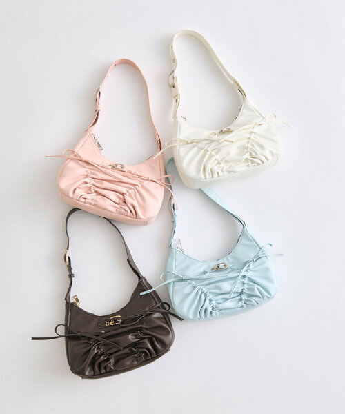 OLIVE des OLIVE(オリーブデオリーブ)の「ドロストホーボーバッグ(ショルダーバッグ・レディース・ダークブラウン/サックスブルー/ピンク/アイボリー・FREE)」の15枚目の写真