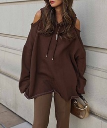 esutoreja | オープンショルダーフーディ(Tシャツ/カットソー)