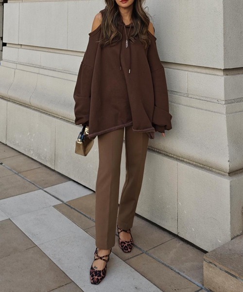 esutoreja（エストレジャ）の「オープンショルダーフーディ（Tシャツ/カットソー・レディース・ライトアッシュグレー/ブラウン/ブラック・FREE）」の21枚目の写真