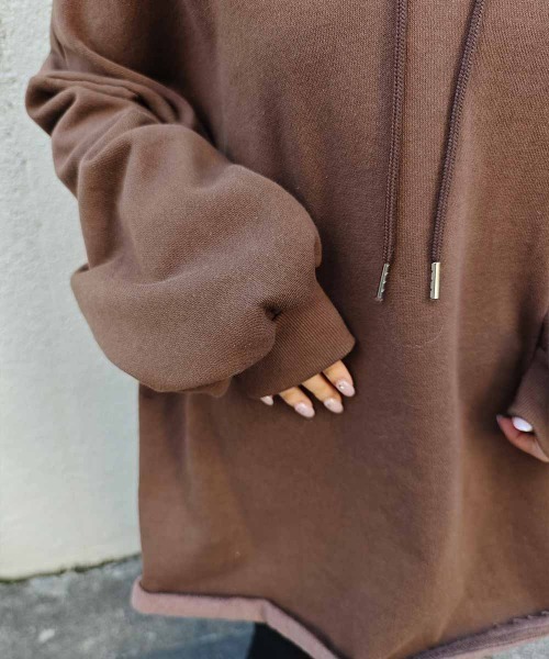 esutoreja（エストレジャ）の「オープンショルダーフーディ（Tシャツ/カットソー・レディース・ライトアッシュグレー/ブラウン/ブラック・FREE）」の5枚目の写真