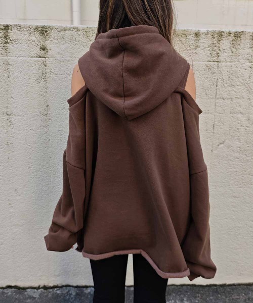 esutoreja（エストレジャ）の「オープンショルダーフーディ（Tシャツ/カットソー・レディース・ライトアッシュグレー/ブラウン/ブラック・FREE）」の14枚目の写真